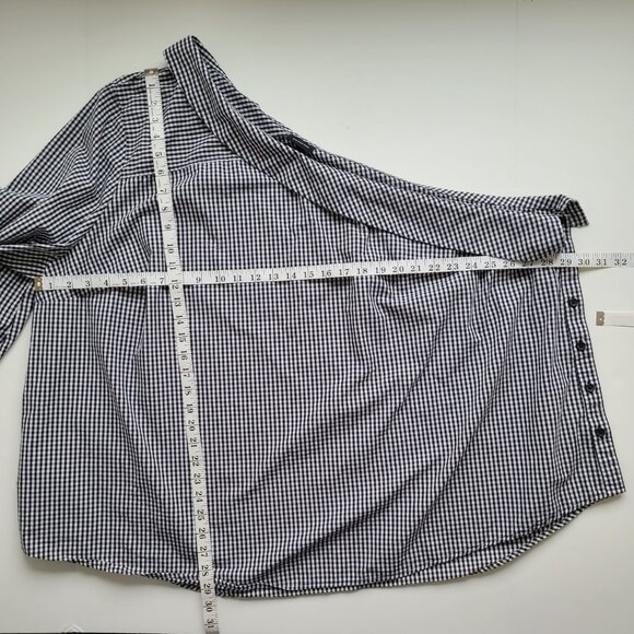 Who What Wear One Shoulder Asymmetric Top 4X Black White Gingham Target - Picture 3 of 5